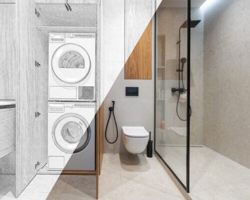 Human,Hand,With,Pencil,Making,Design,Project,Of,Modern,Bathroom